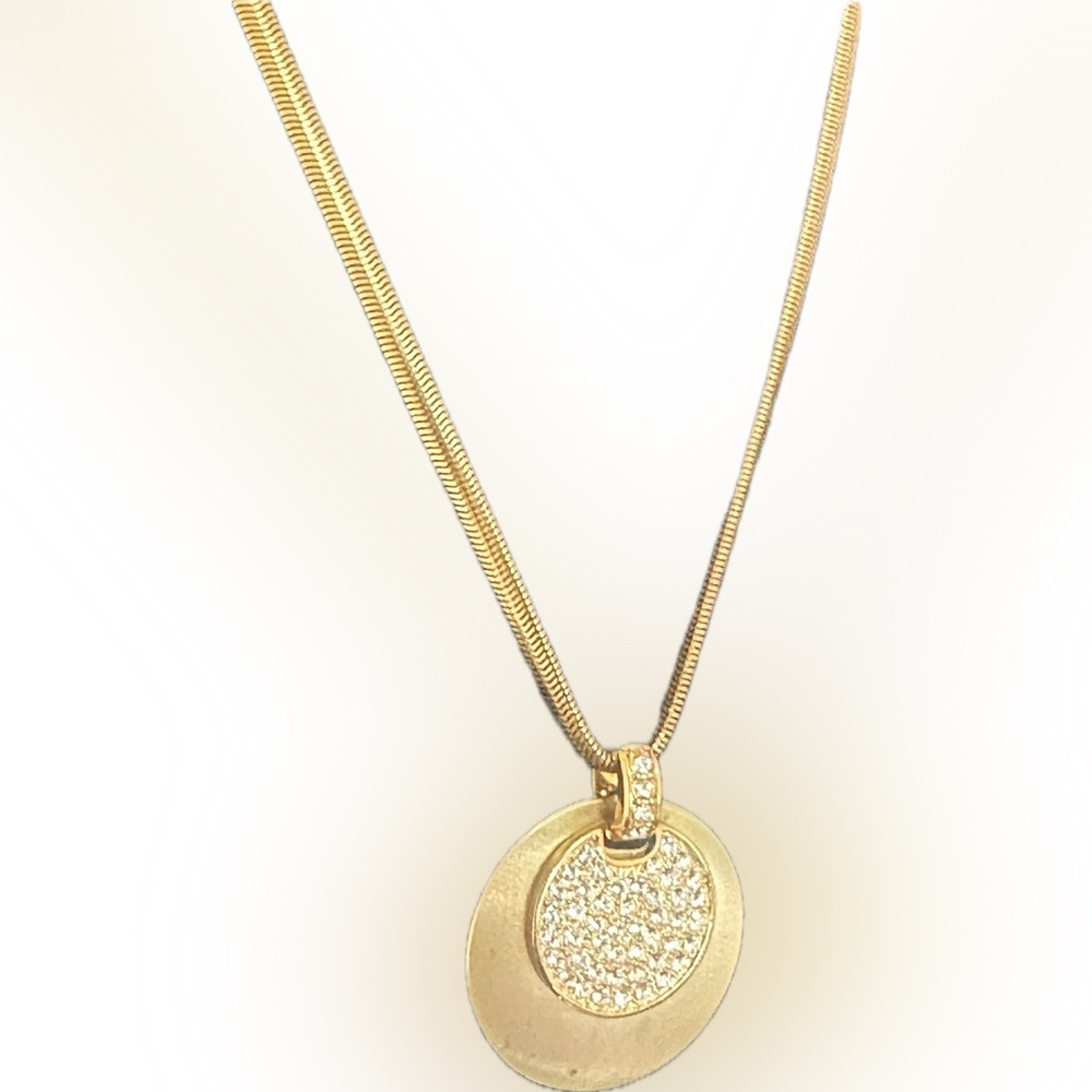 Butler Vintage Elegant Gold Tone And Rhinestones Pendant Necklace - Picture 1 of 11